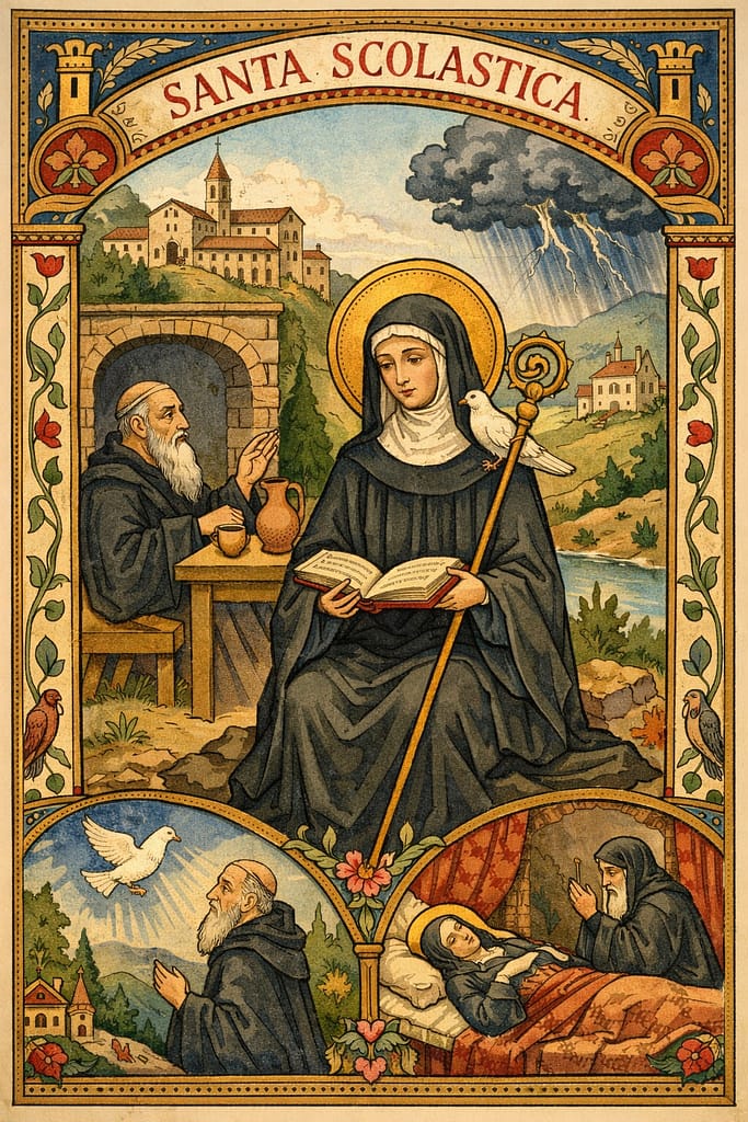 leven en zachte donder van de heilige scholastica