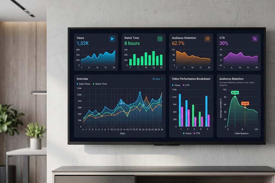 Video analytics dashboard with performance metrics