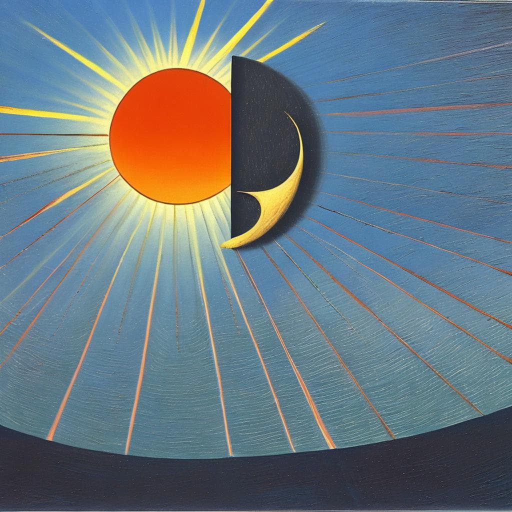 AI Art Gallery Rene Magritte. Sun and moon.