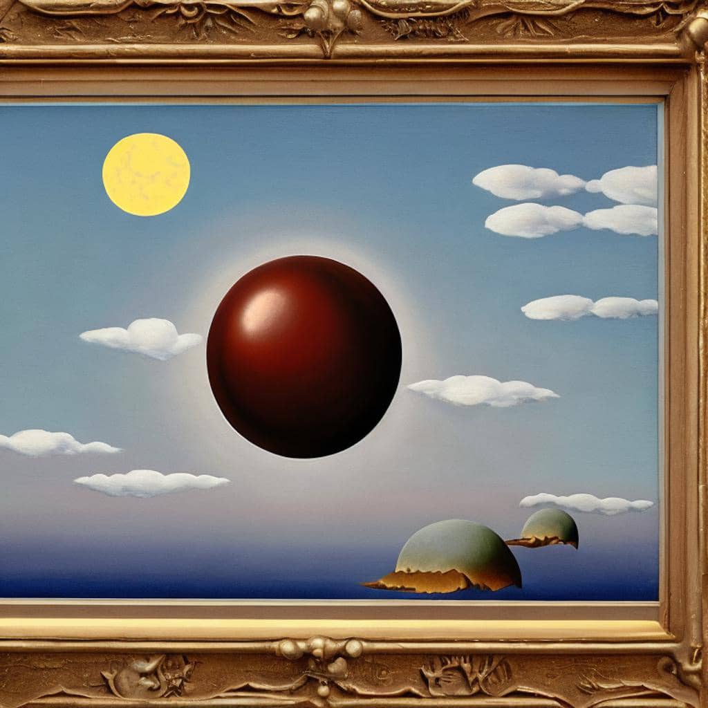 AI Art Gallery Rene Magritte. Sun and moon.