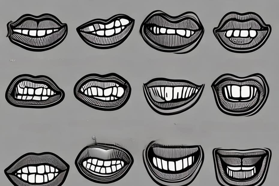 Types of mouths Types of mouth: thin, full, bow, straight, downward-turned, upturned, uneven, gummy smile.