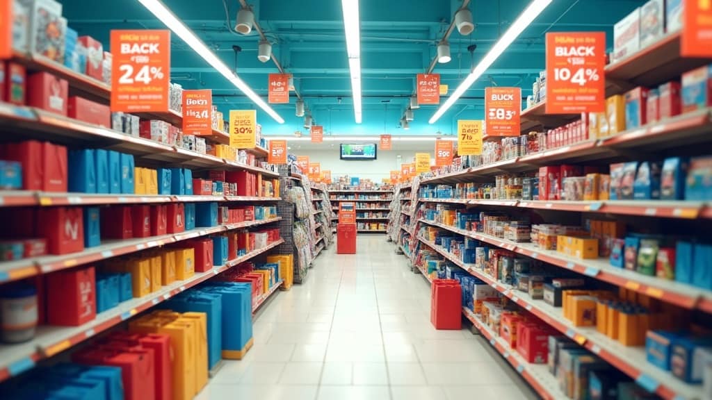 Best Strategies To Maximize Your Savings On Black Friday A colorful array of shopping bags and promotional sale signs in a lively retail environment