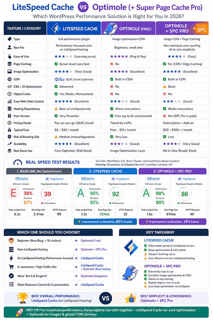 LiteSpeed Cache vs Optimole (with Super Page Cache Pro) Which Should You Use in 2026? 2 LiteSpeed Cache vs Optimole (with Super Page Cache Pro) Which Should You Use in 2026?