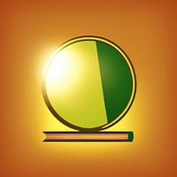 An emblem or logo featuring a book or a globe representing the knowledge collective team