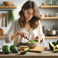 A short recipe video exercice 3 Here is the image for the avocado preparation step in your cooking show.