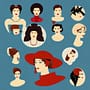 Women from the past who exemplify the 7 different face shapes. Round, Oval, Square, Heart, Diamond, Oblong, Triangle