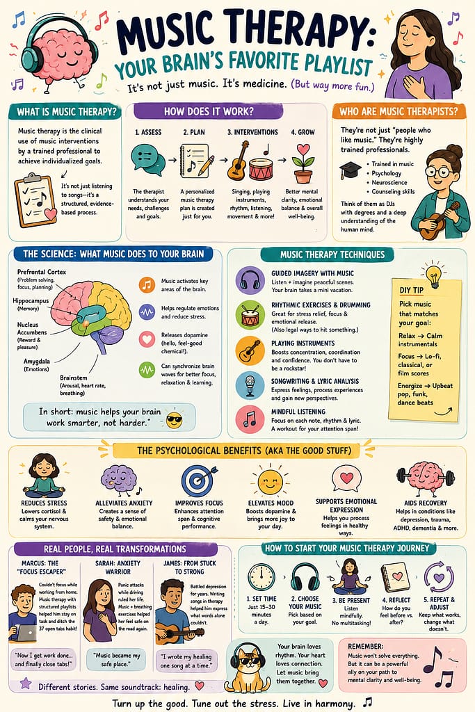Music Therapy To Enhance Mental Clarity Music therapy, your brain's favorite playlist