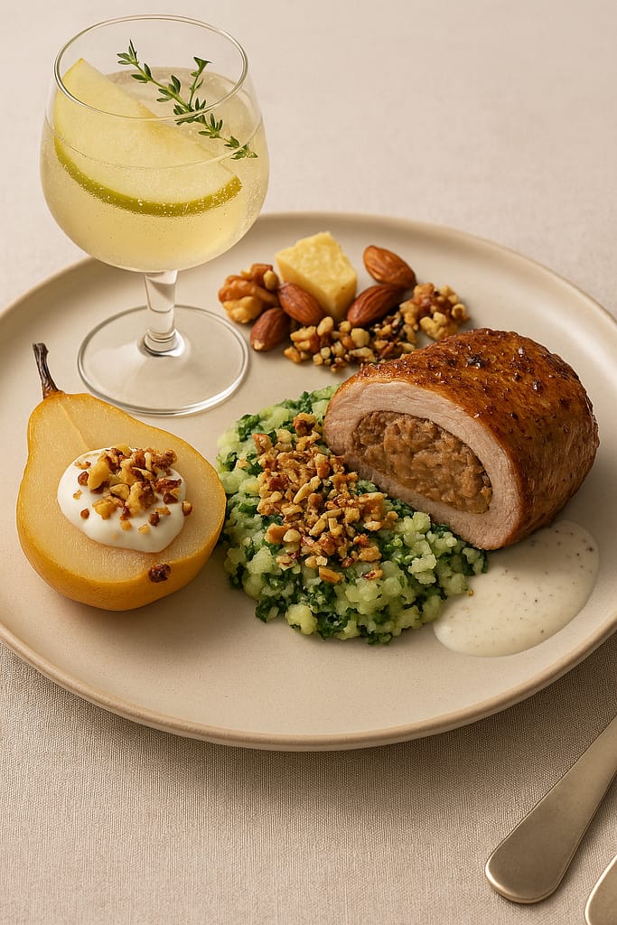 herfstgerecht van gevulde varkensoesters met kool-aardappelpuree, mosterd-yoghurtsaus & hartige notencrunch herfstgerecht van gevulde varkensoesters met kool-aardappelpuree, mosterd-yoghurtsaus & hartige notencrunch