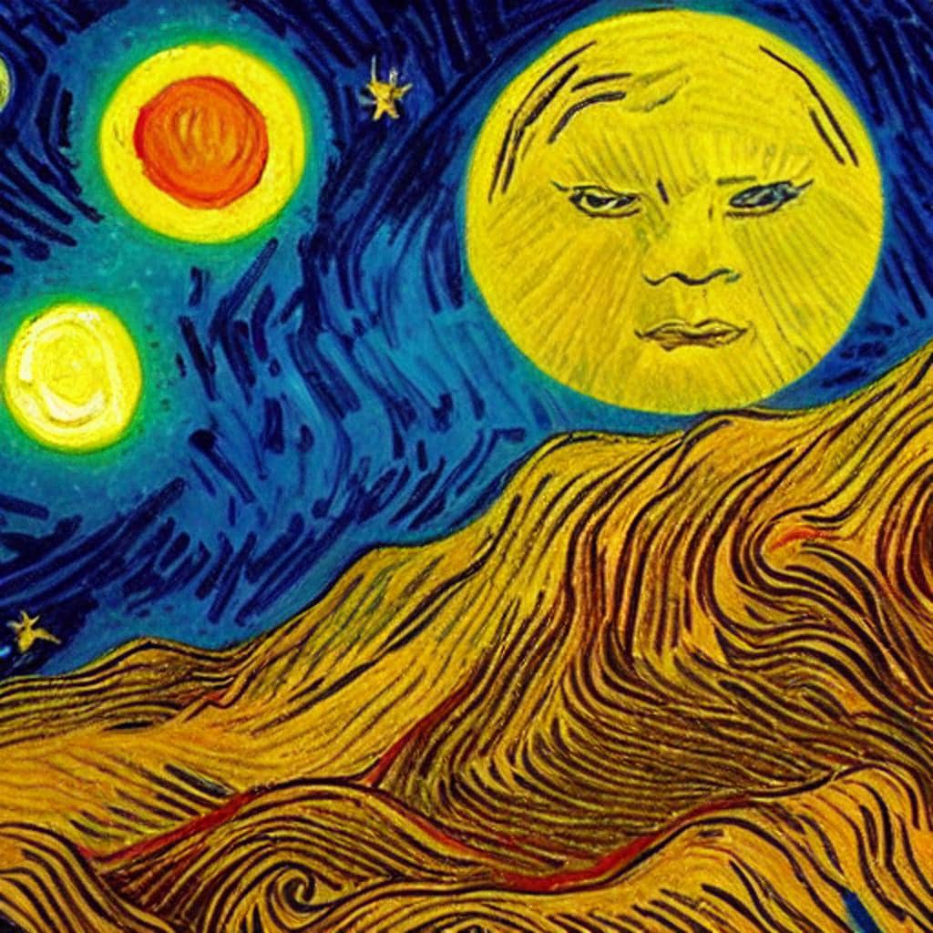 AI Art Gallery Van Gogh Sun and Moon