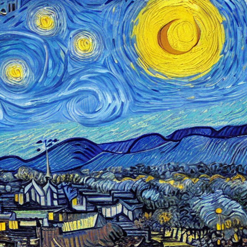 AI Art Gallery Van Gogh Sun and Moon