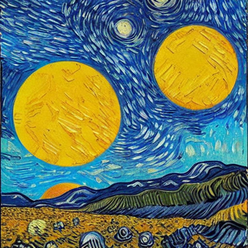 AI Art Gallery Van Gogh Sun and Moon