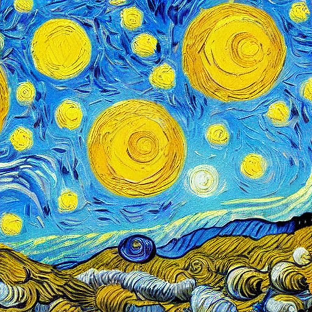 AI Art Gallery Van Gogh Sun and Moon