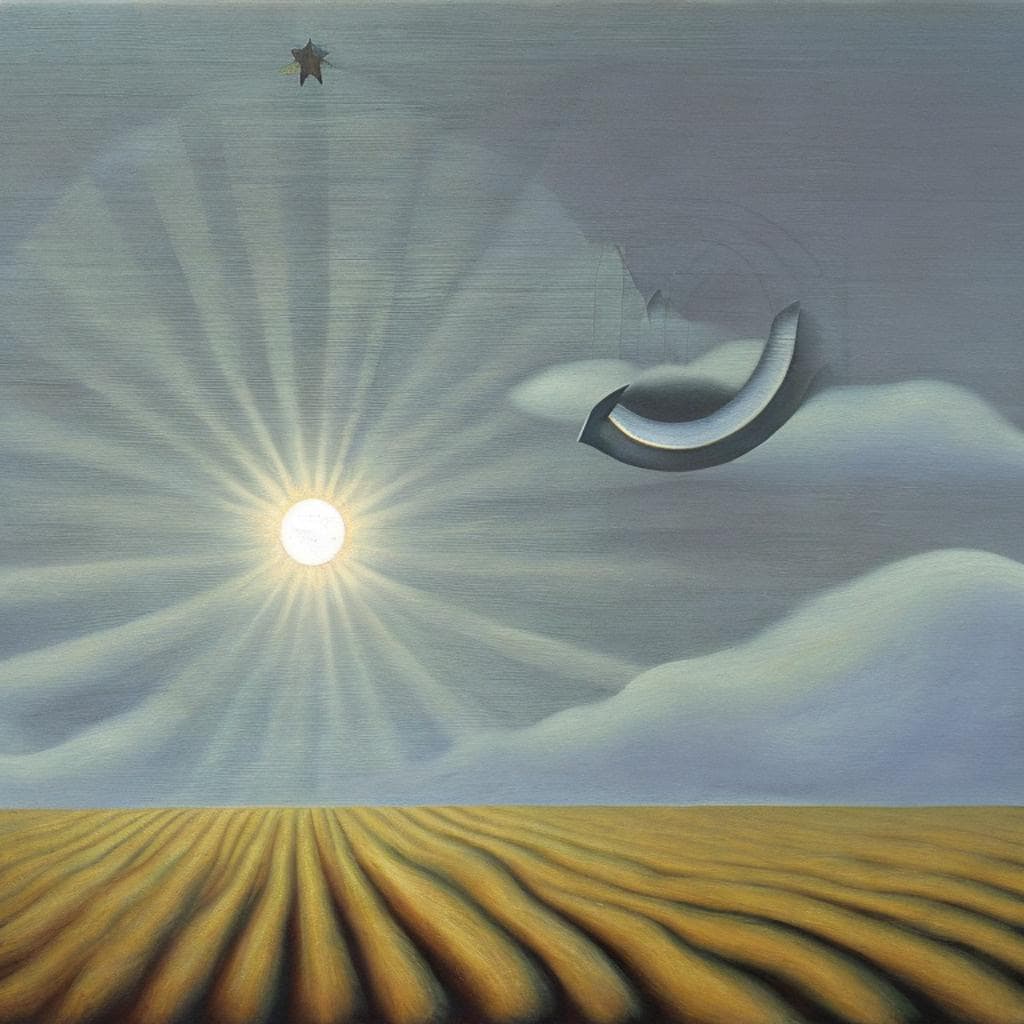 AI Art Gallery Rene Magritte. Sun and moon.