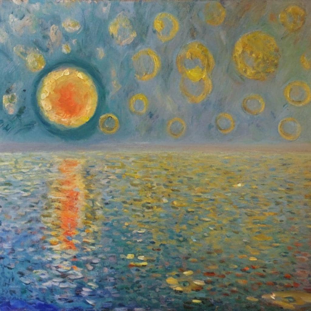 AI Art Gallery Claude Monet -Sun and Moon. 