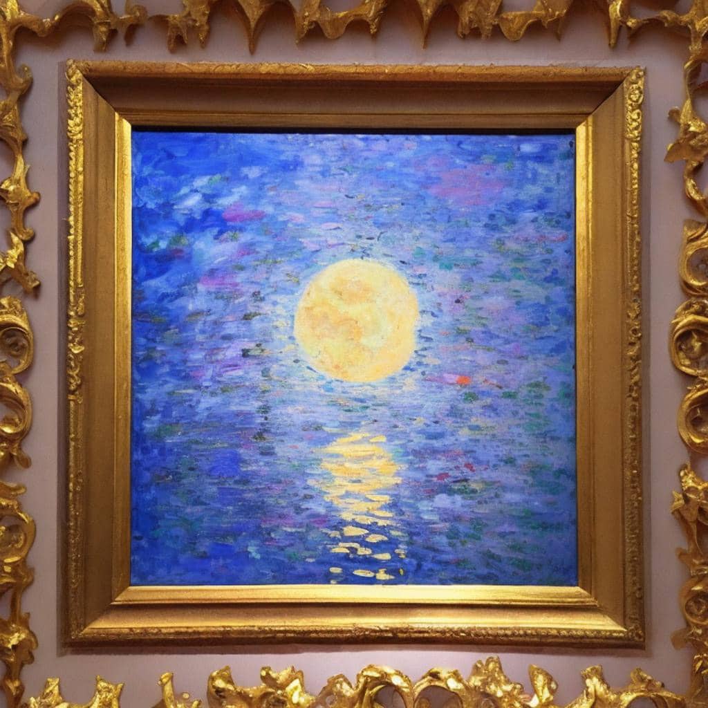 AI Art Gallery Claude Monet -Sun and Moon. 