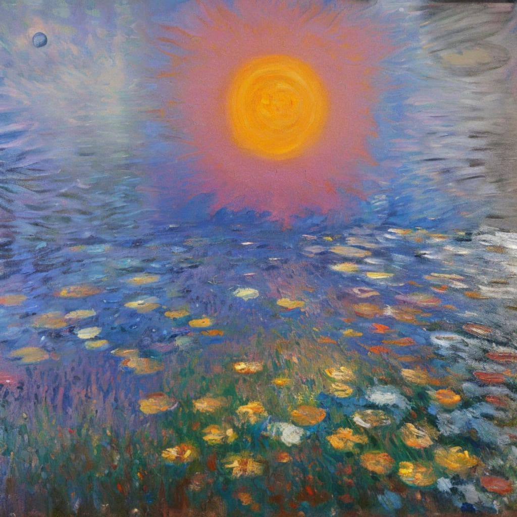 AI Art Gallery Claude Monet -Sun and Moon. 