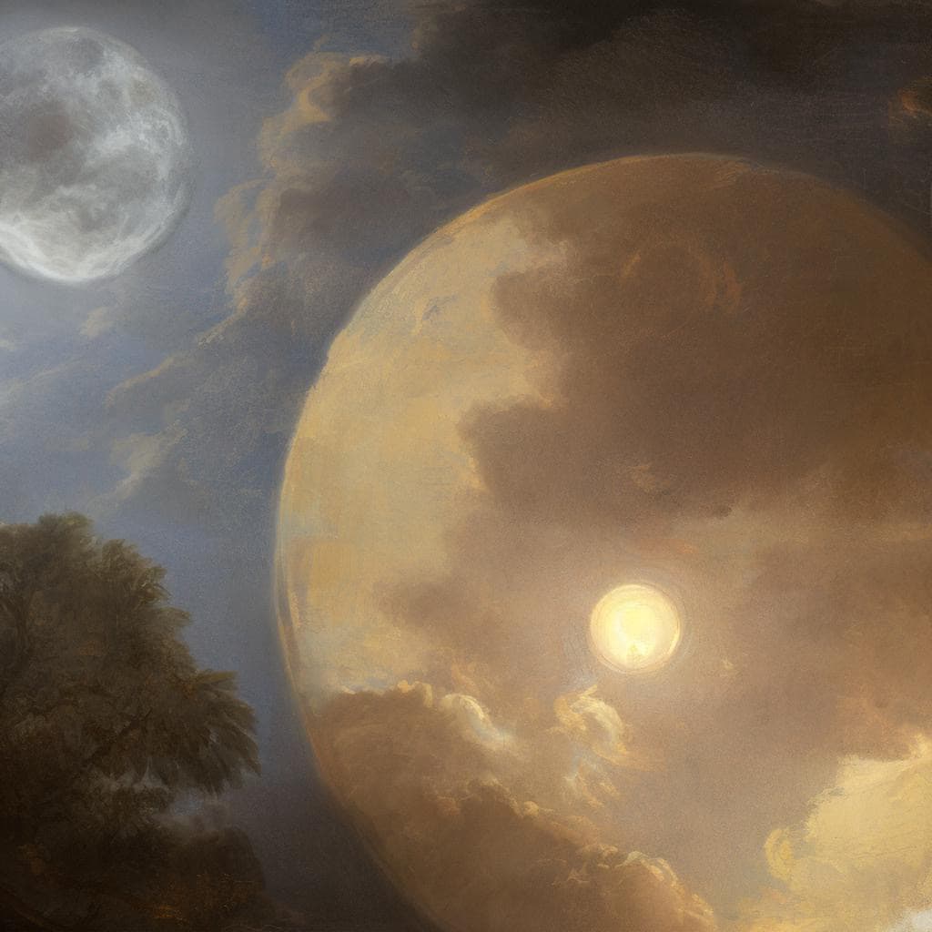 AI Art Gallery Rembrandt Van Rijn. Sun and moon