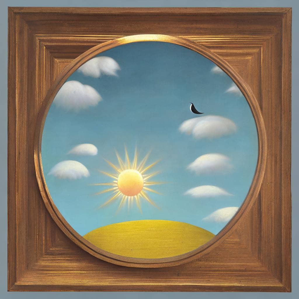 AI Art Gallery Rene Magritte. Sun and moon.