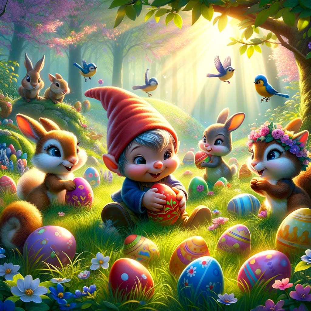 Pirrewitje and His Friends Hiding Easter Eggs