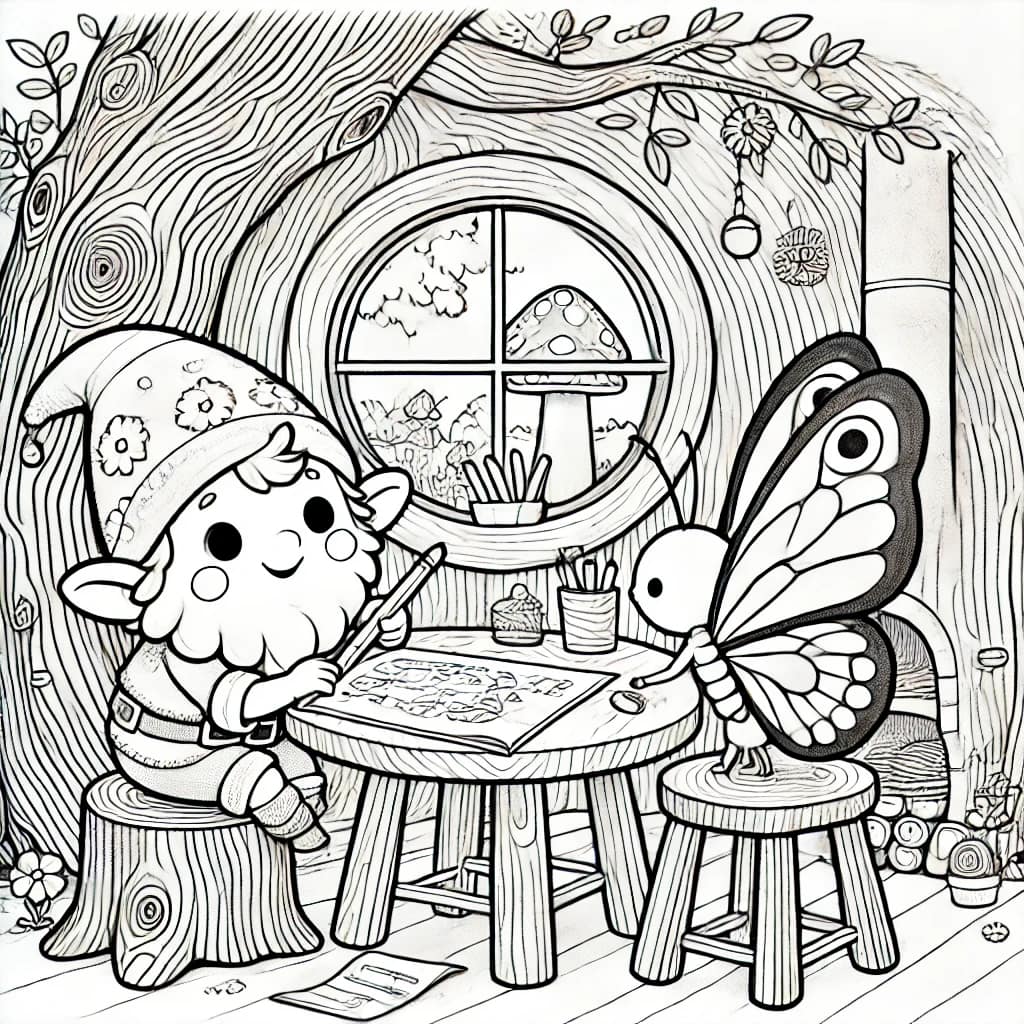 Coloring picture of Pirrewit and Butterfly Flap