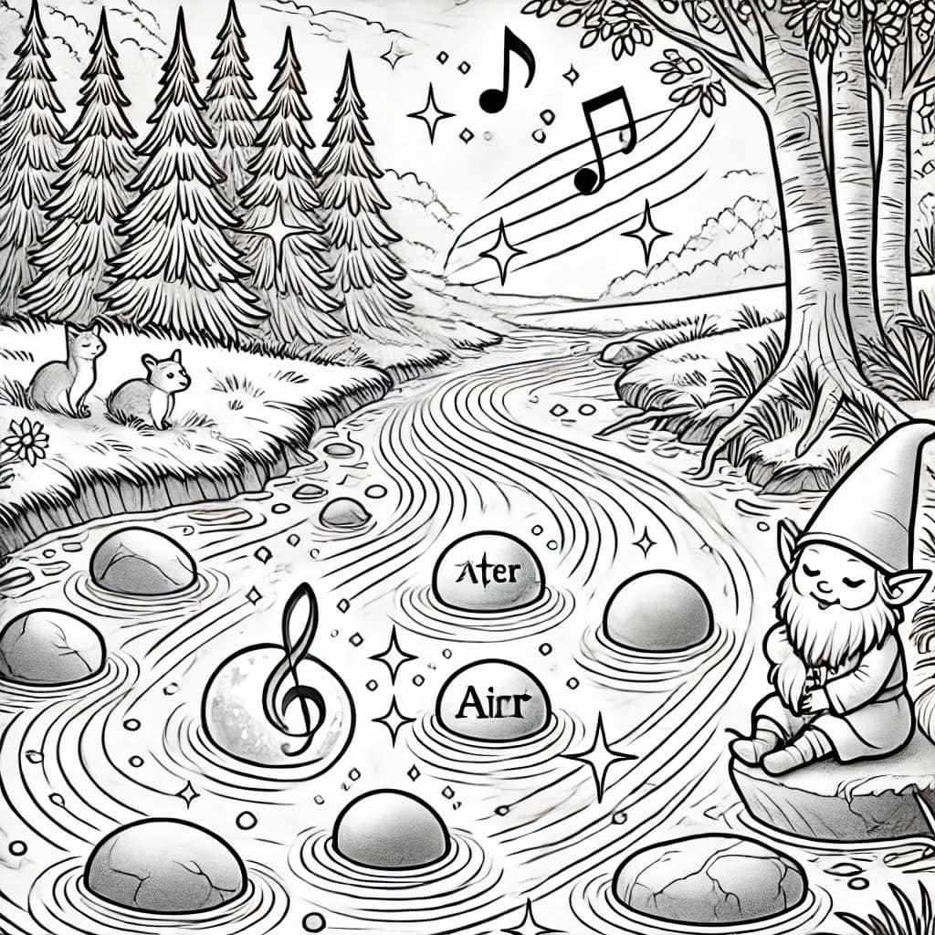 Coloring page for the musical stones