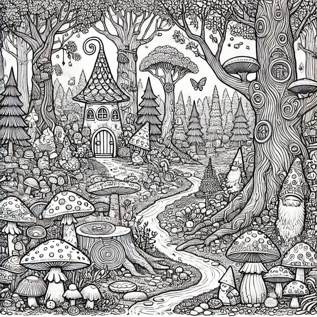 Coloring pages of the gnome forest