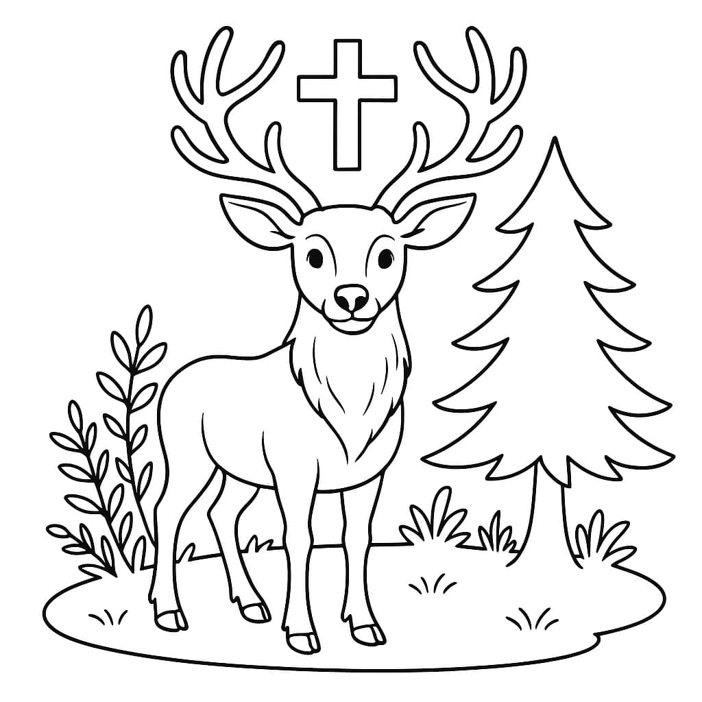 Coloring pages for the deer of saint Hubertus