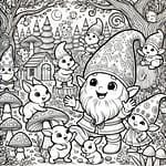 Coloring picture of Pirrewitje and his friends in the forest