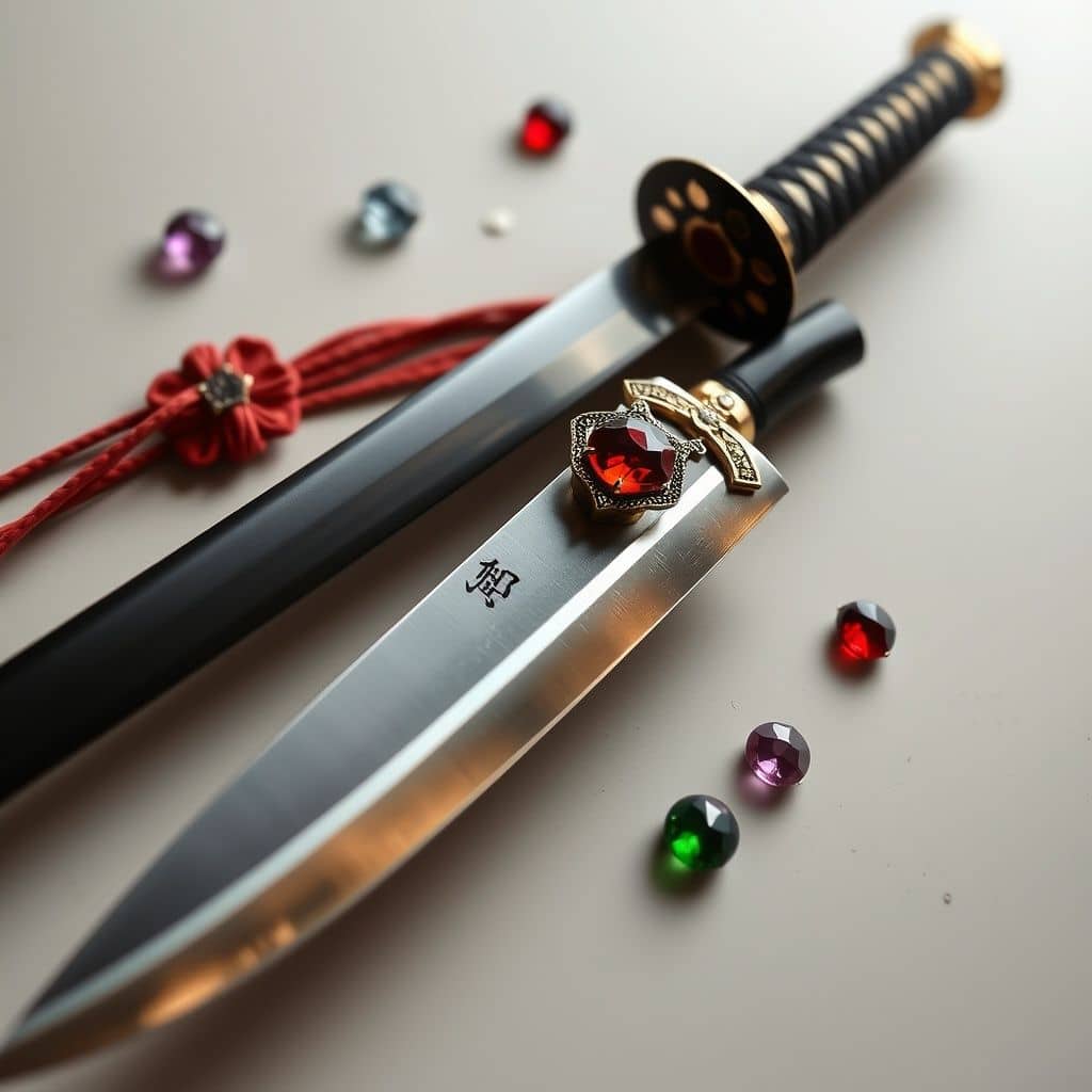 Japanese samurai swords, knifes and gemstones
