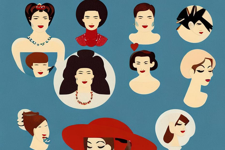 Women from the past who exemplify the 7 different face shapes. Round, Oval, Square, Heart, Diamond, Oblong, Triangle