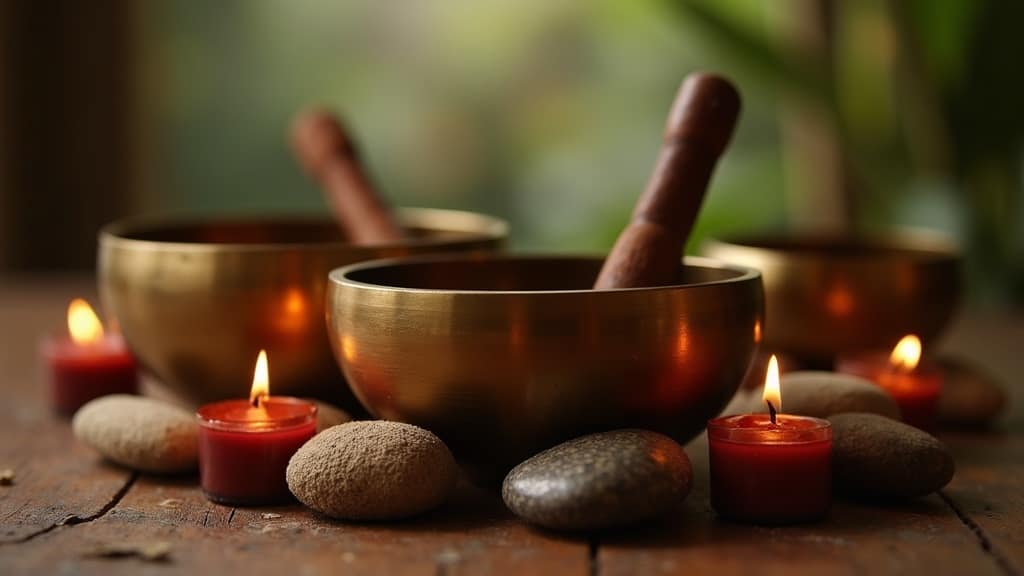 Explore The Benefits Of Tibetan Singing Bowls Tibetan singing bowls with candles and incense