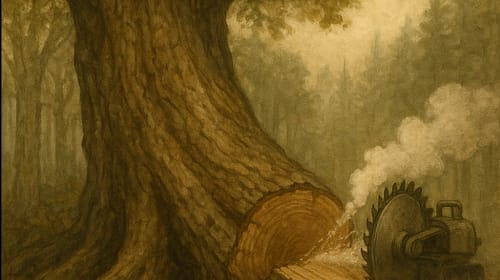 Trees fall for greed Trees fall for greed