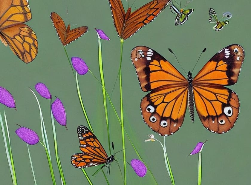 Maniola butterflies. Botanicals. Grasses. wildflowers, Shrubs, trees. Characteristics. Size, color, behavior, diet, Range. Meadow browns.