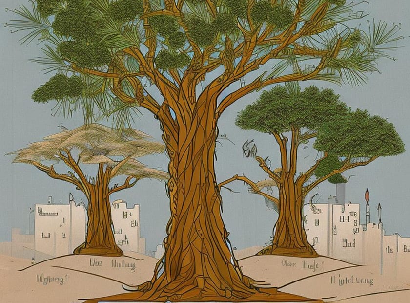 Sacred trees in the Middle East. Examples and symbolic significance. Cedar of God, olive tree, Terebinth, date palm, sycamore