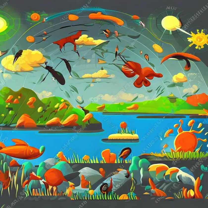 Ecosystem Players and Nature: Importance of the atmosphere. Communication, Air quality, Weather patterns, Protection, Climate regulation, Oxygen