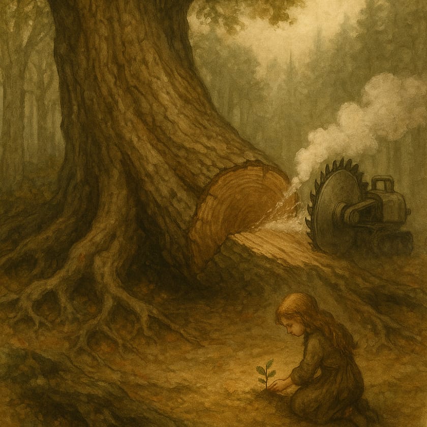 Trees fall for greed