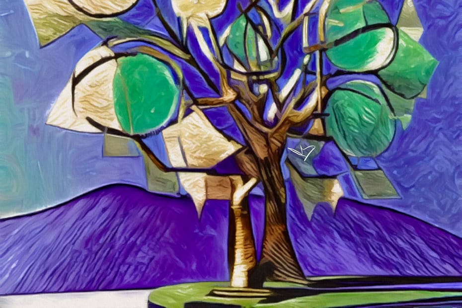 The Tree of the Knowledge of Good and Evil In Middle Eastern mythology. The garden of Eden, Adam, Eve and the serpent.