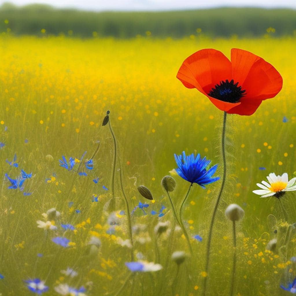 mooie wilde zomerbloemen en waar je zaadjes kan vinden of kopen. klaproos, korenbloem, kamille, guldenroede, zonnebloem, duizendblad, wilde cichorei, lokale kwekerijen, tuincentra, online zadenwinkels, natuur- en milieubeschermingsorganisaties, ruilbeurzen, zaadruilgroepen