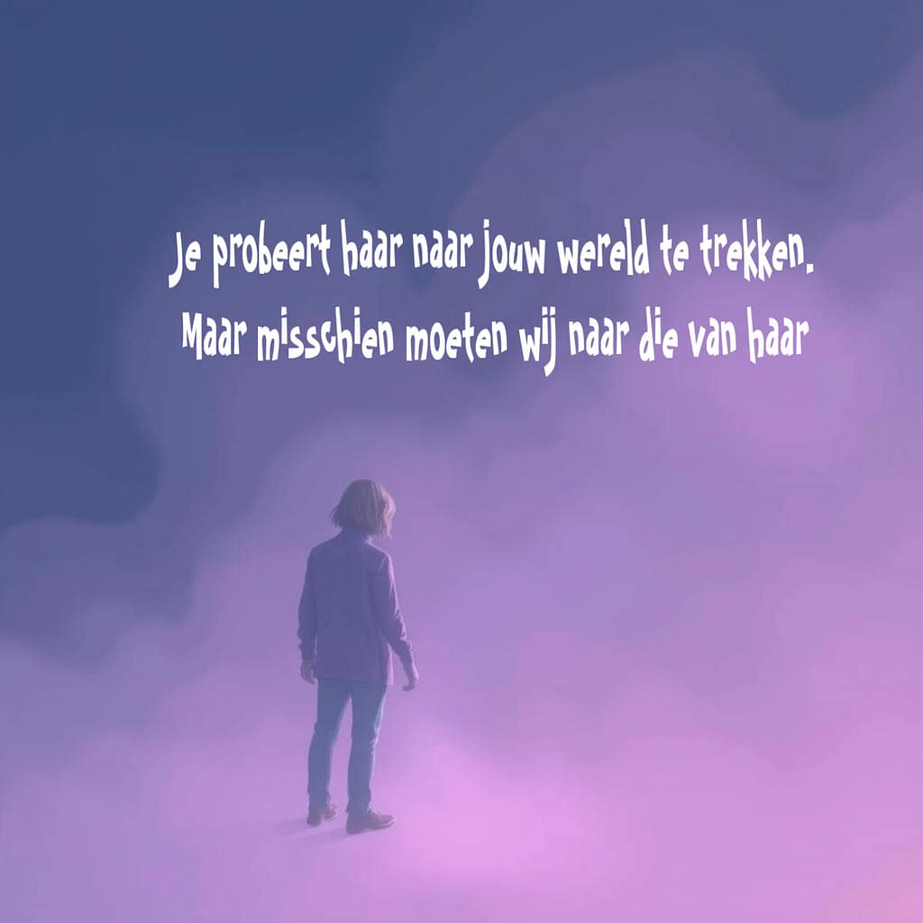 als je wilt luisteren, moet je dáár gaan staan waar zij nog wél woont. in flarden. in aanraking. in kijken. in herhalen.