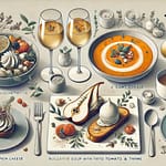 menu voor pompoensoep met tijm en tomaten