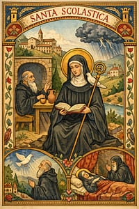 leven en zachte donder van de heilige scholastica