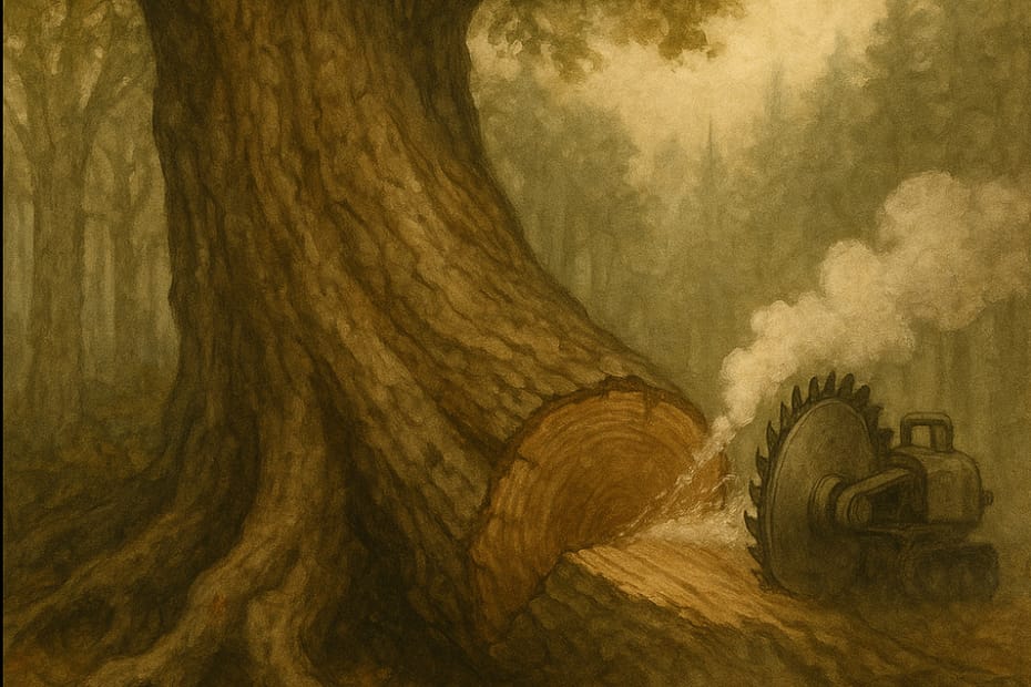 Trees fall for greed