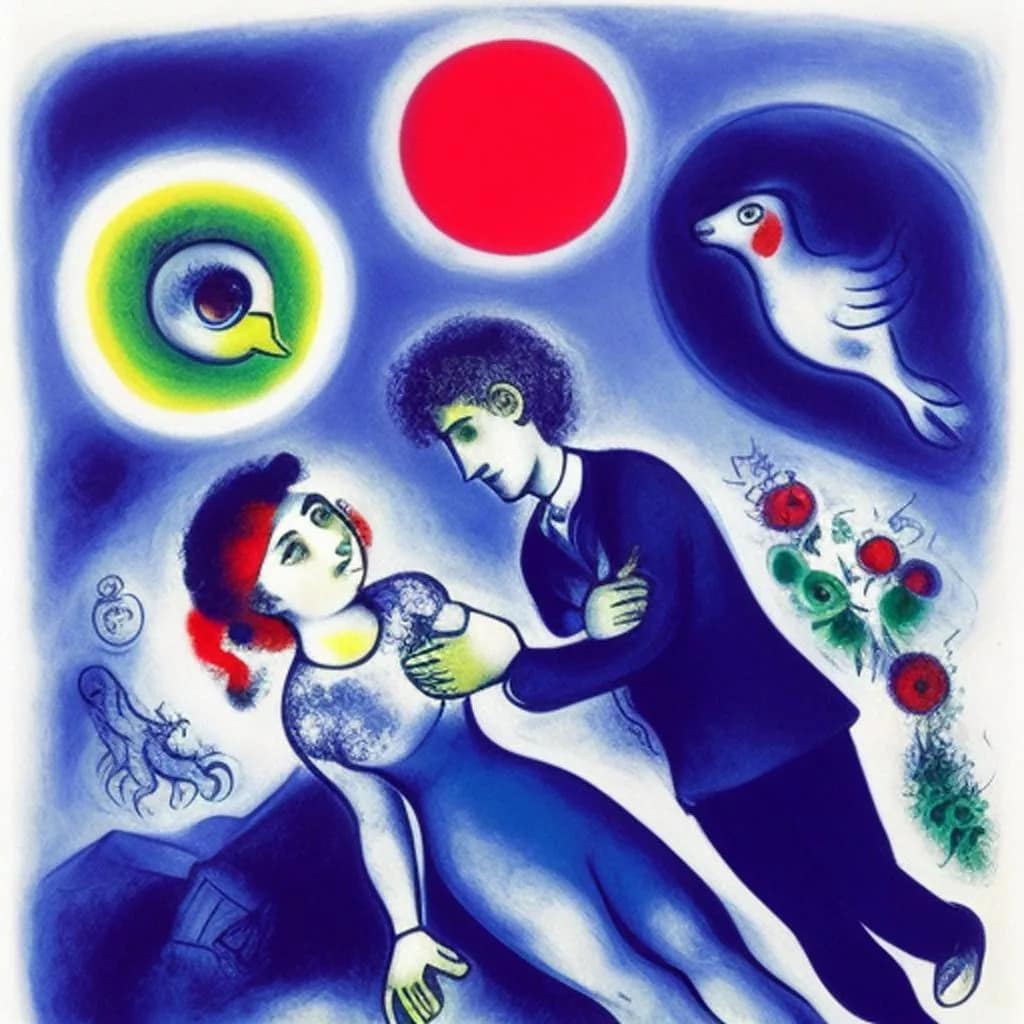 AI Art Gallery Marc Chagall. Sun and Moon