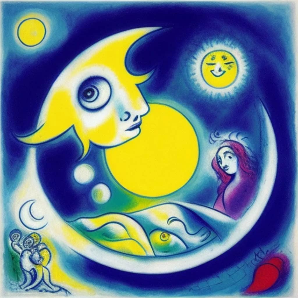 AI Art Gallery Marc Chagall. Sun and Moon