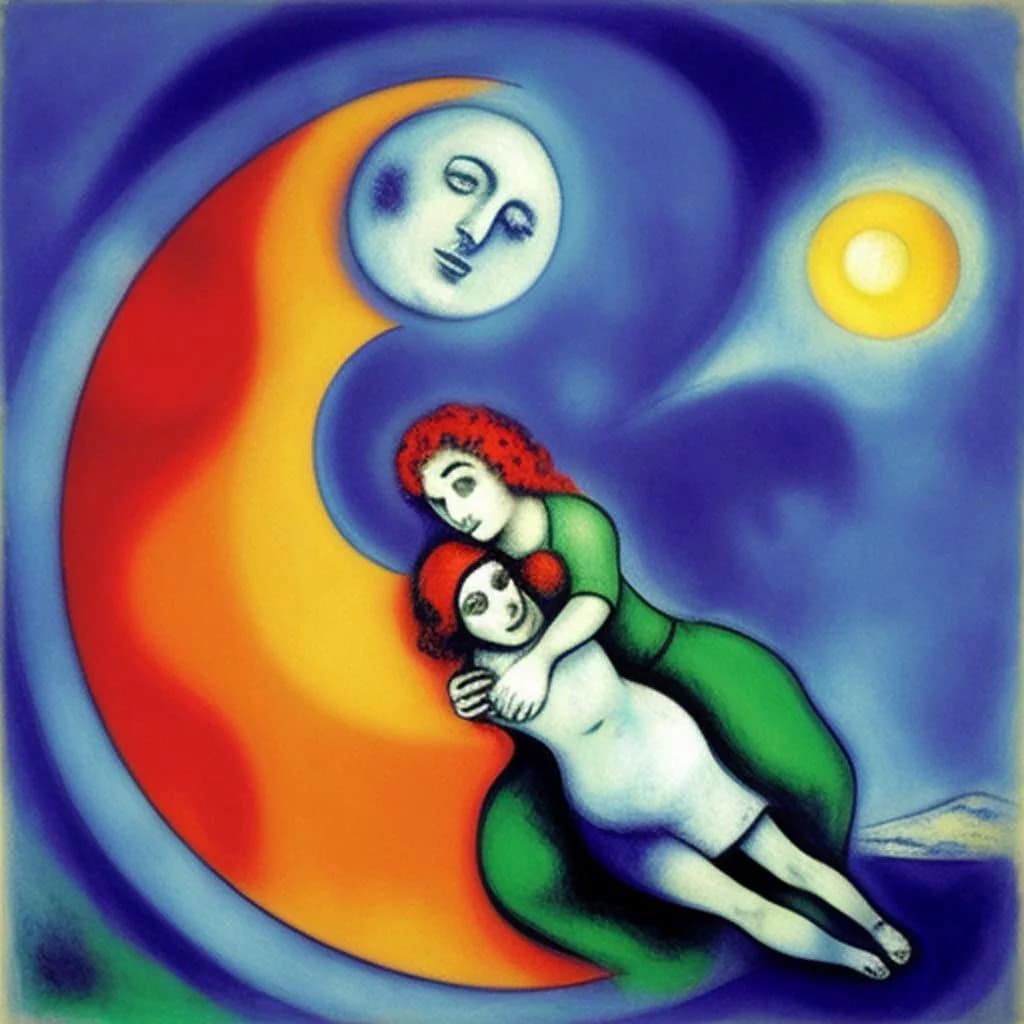 AI Art Gallery Marc Chagall. Sun and Moon