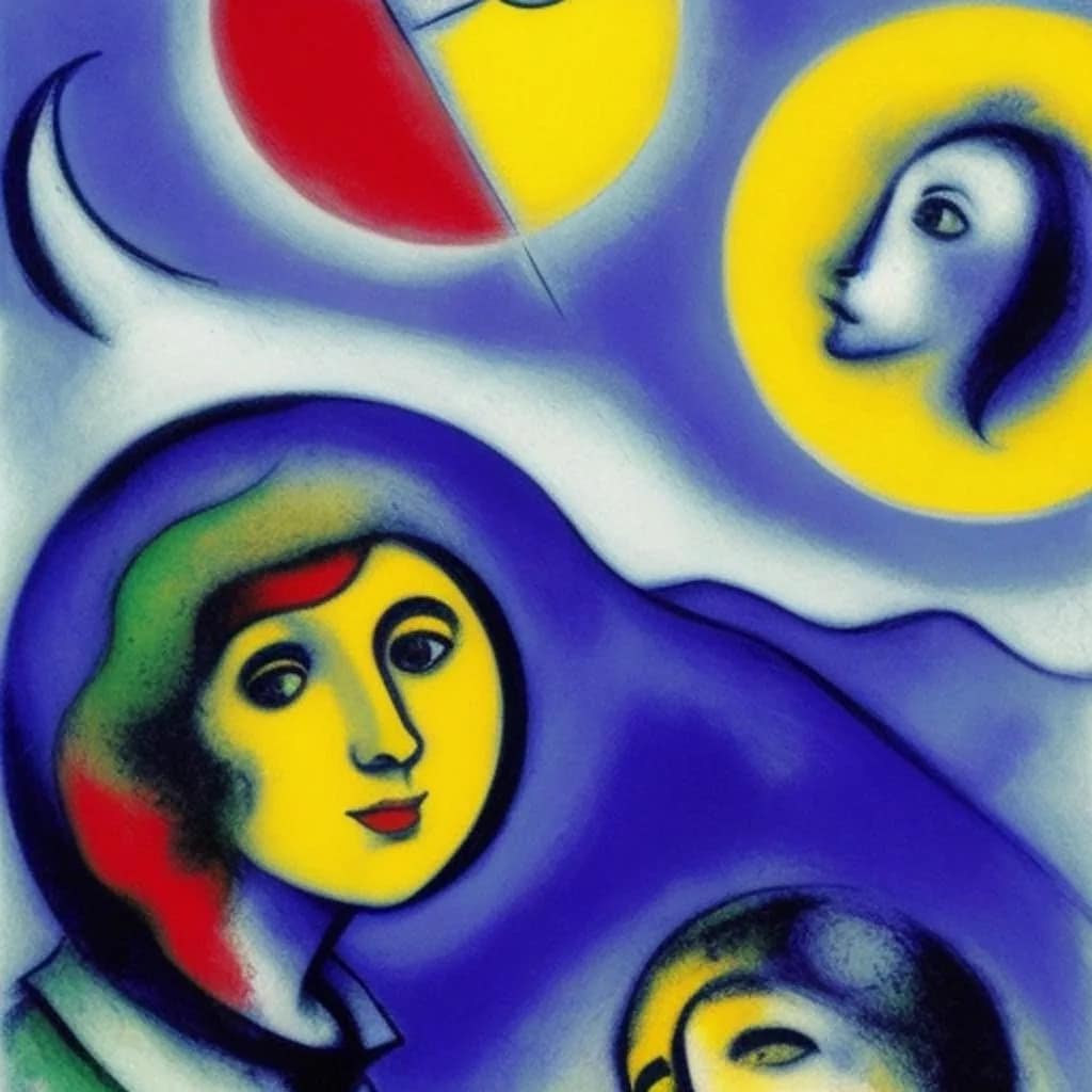 AI Art Gallery Marc Chagall. Sun and Moon