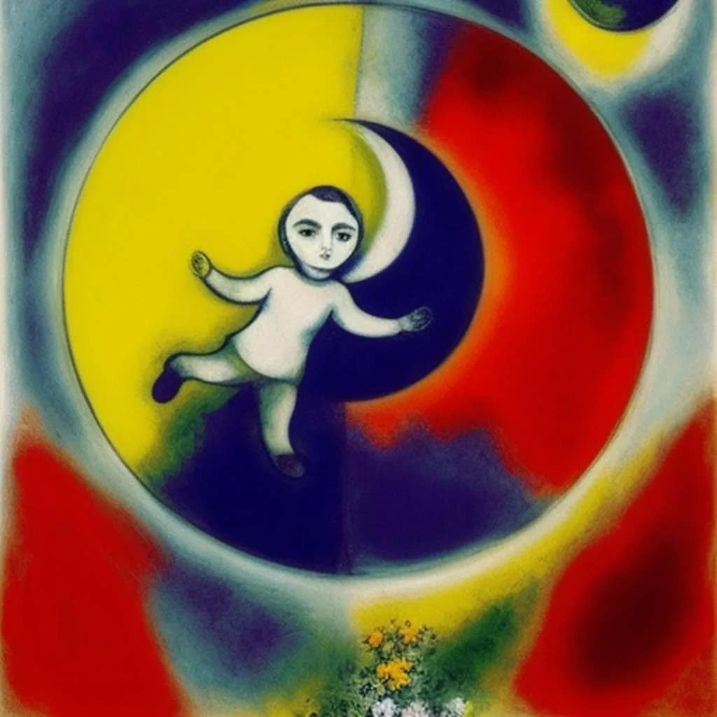 AI Art Gallery Marc Chagall. Sun and Moon