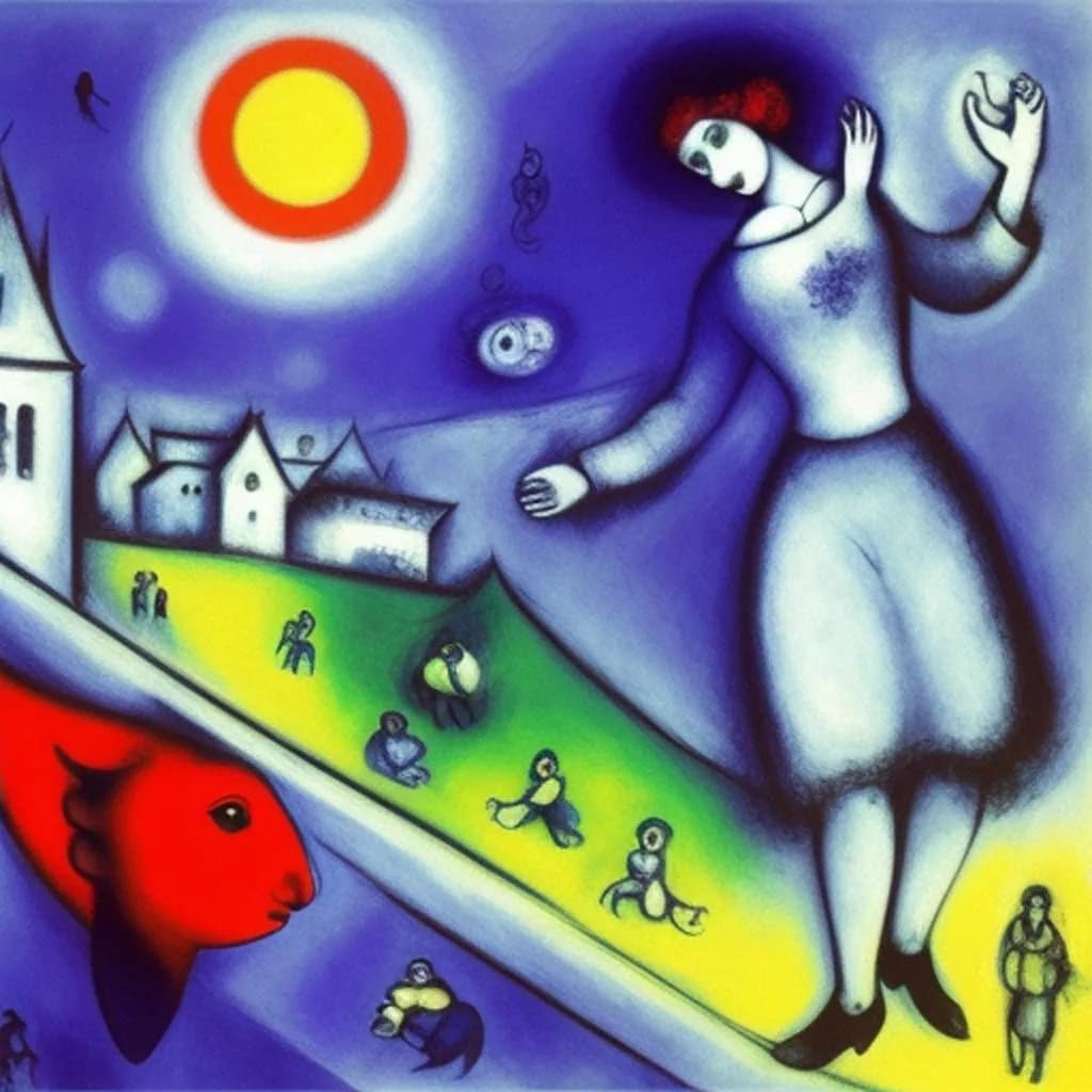 AI Art Gallery Marc Chagall. Sun and Moon