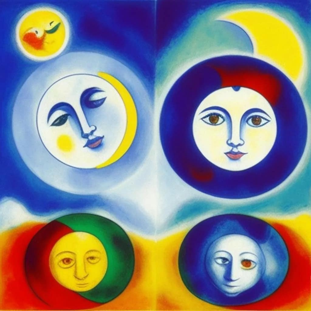 AI Art Gallery Marc Chagall. Sun and Moon