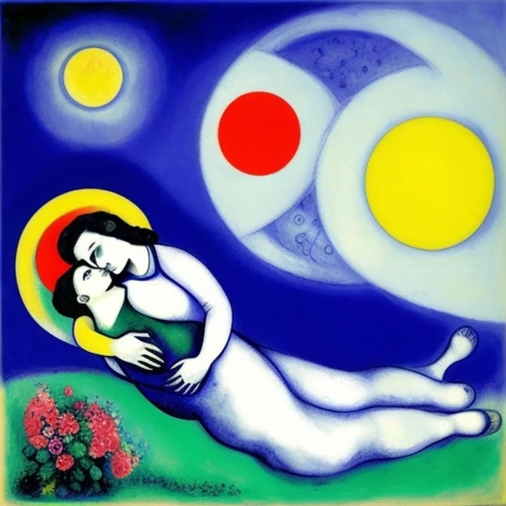 AI Art Gallery Marc Chagall. Sun and Moon